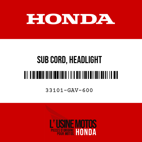 image de 33101-GAV-600 SUB CORD, HEADLIGHT