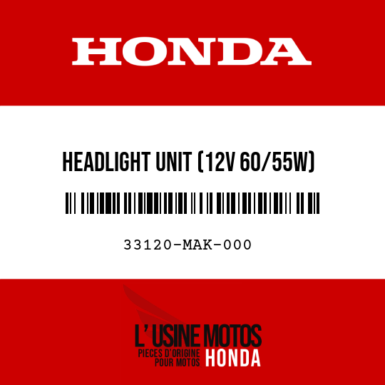 image de 33120-MAK-000 HEADLIGHT UNIT (12V 60/55W)