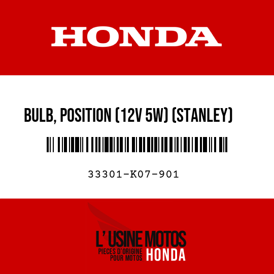 image de 33301-K07-901 BULB, POSITION (12V 5W) (STANLEY)