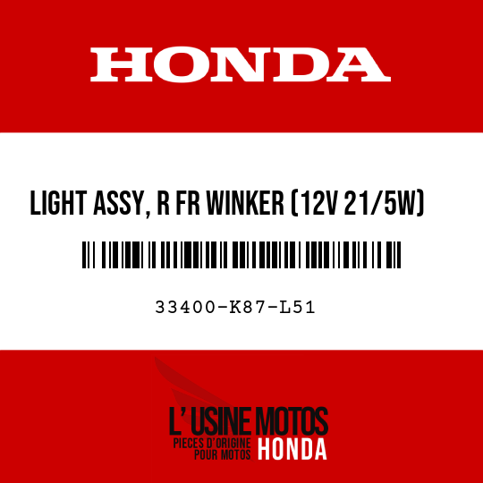 image de 33400-K87-L51 LIGHT ASSY, R FR WINKER (12V 21/5W)