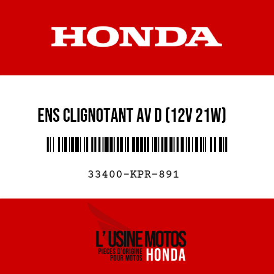 image de 33400-KPR-891 ENS CLIGNOTANT AV D (12V 21W)