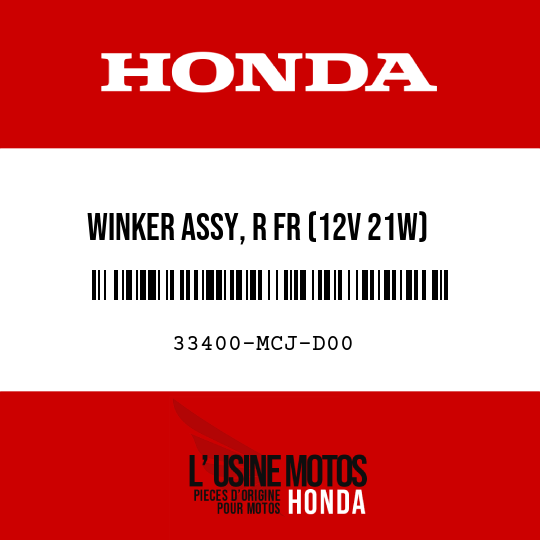 image de 33400-MCJ-D00 WINKER ASSY, R FR (12V 21W)
