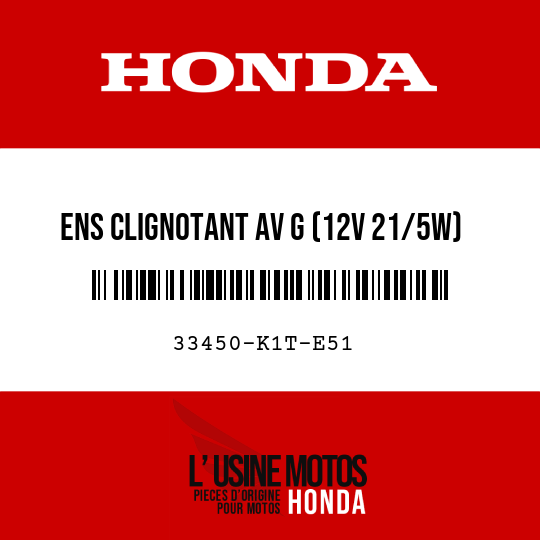 image de 33450-K1T-E51 ENS CLIGNOTANT AV G (12V 21/5W)