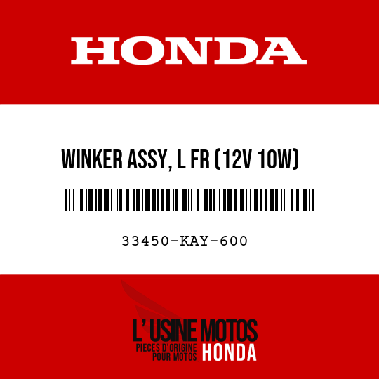 image de 33450-KAY-600 WINKER ASSY, L FR (12V 10W)