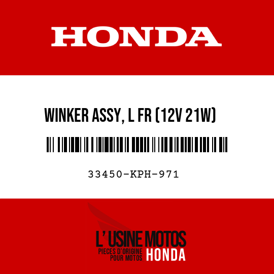 image de 33450-KPH-971 WINKER ASSY, L FR (12V 21W)