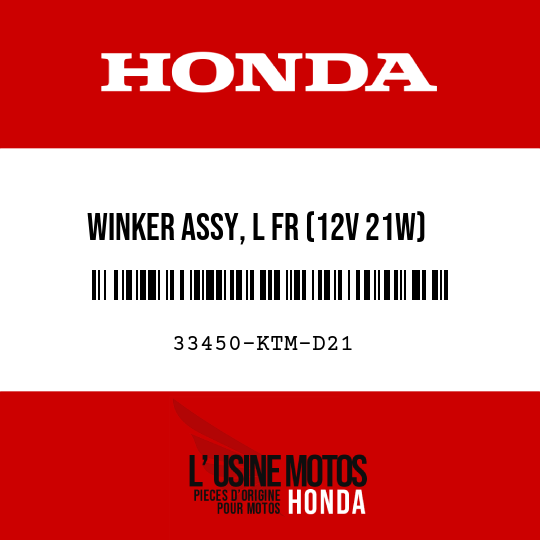 image de 33450-KTM-D21 WINKER ASSY, L FR (12V 21W)