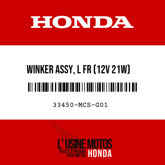 image de 33450-MCS-G01 WINKER ASSY, L FR (12V 21W)