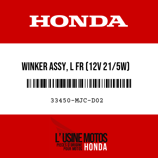 image de 33450-MJC-D02 WINKER ASSY, L FR (12V 21/5W)