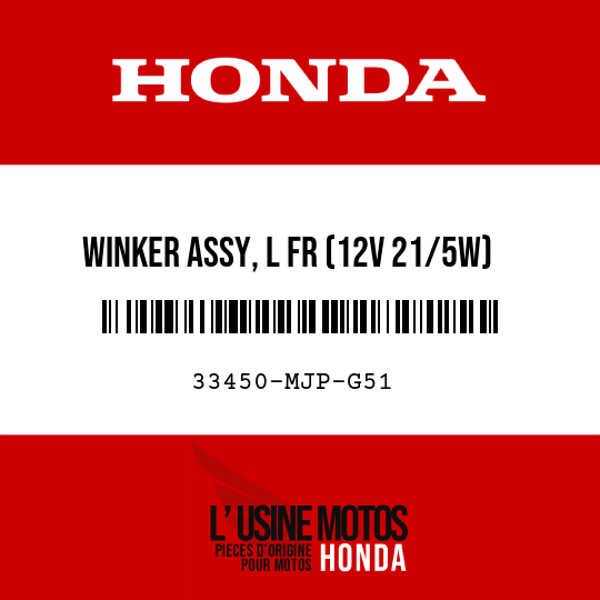 image de 33450-MJP-G51 WINKER ASSY, L FR (12V 21/5W)