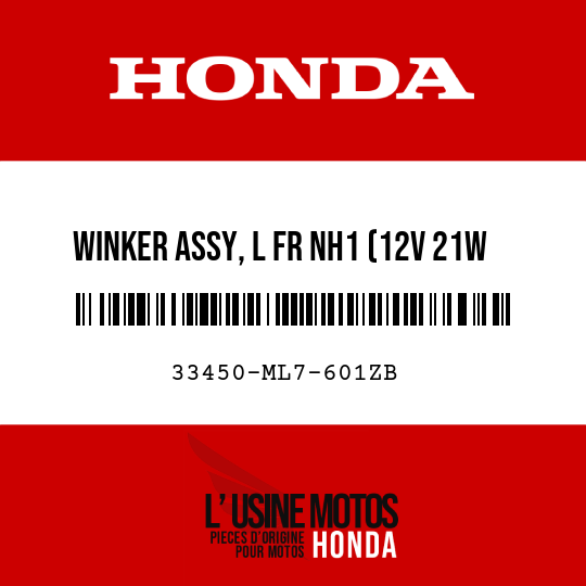 image de 33450-ML7-601ZB WINKER ASSY, L FR NH1 (12V 21W STANLEY) (NH1 BLACK)