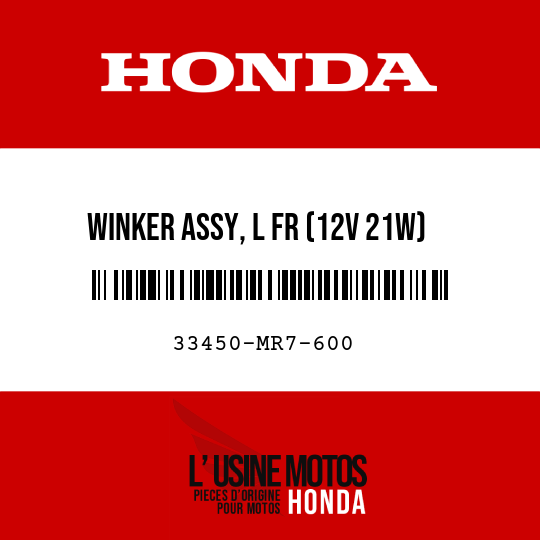 image de 33450-MR7-600 WINKER ASSY, L FR (12V 21W)