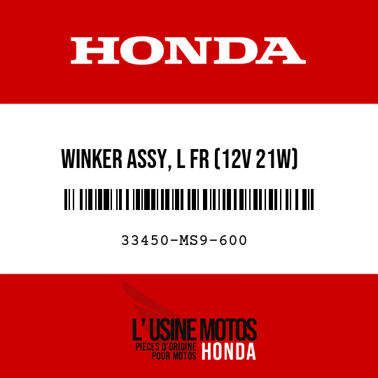 image de 33450-MS9-600 WINKER ASSY, L FR (12V 21W)