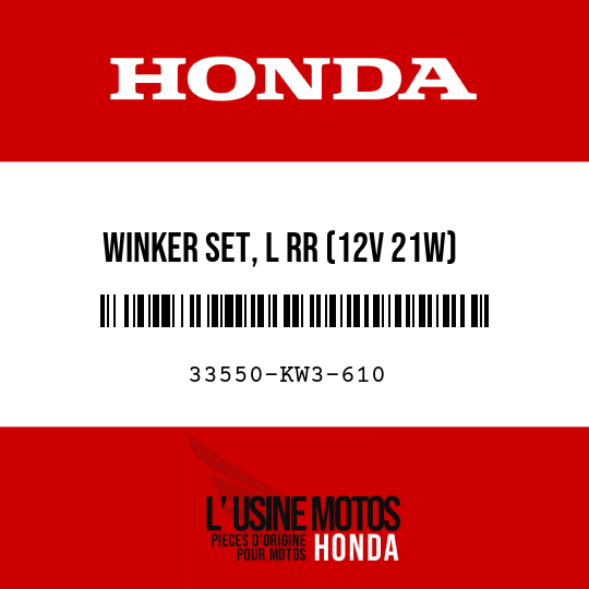 image de 33550-KW3-610 WINKER SET, L RR (12V 21W)