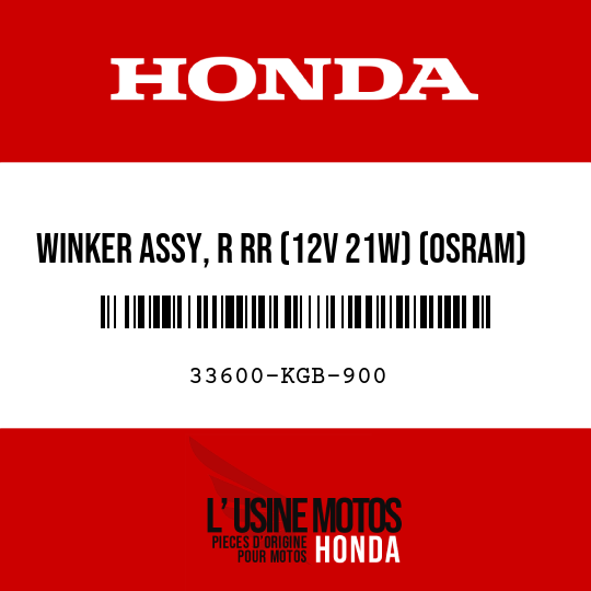 image de 33600-KGB-900 WINKER ASSY, R RR (12V 21W) (OSRAM)