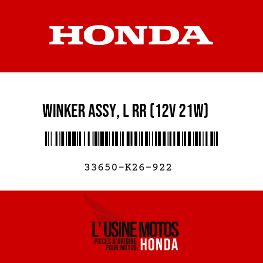 image de 33650-K26-922 WINKER ASSY, L RR (12V 21W)