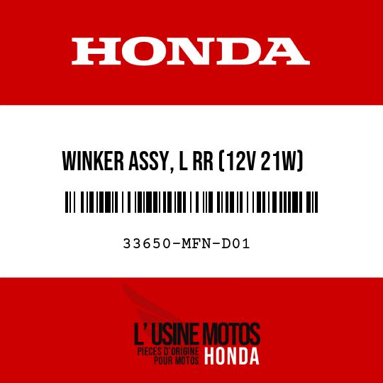 image de 33650-MFN-D01 WINKER ASSY, L RR (12V 21W)