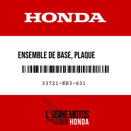 image de 33721-KR3-631 ENSEMBLE DE BASE, PLAQUE      D'IMMATRICULATION