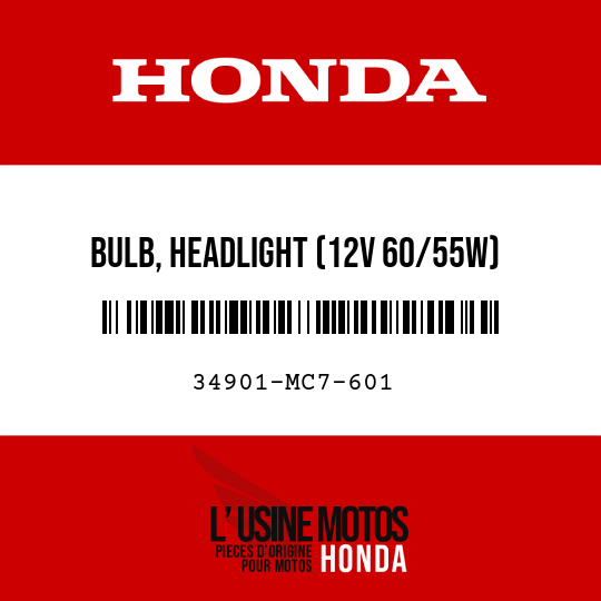 image de 34901-MC7-601 BULB, HEADLIGHT (12V 60/55W) (STANLEY)