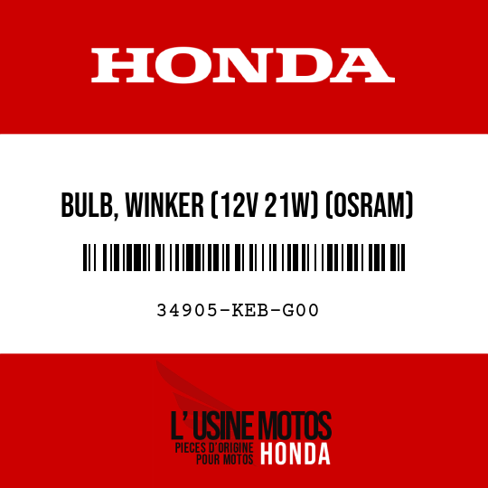 image de 34905-KEB-G00 BULB, WINKER (12V 21W) (OSRAM)