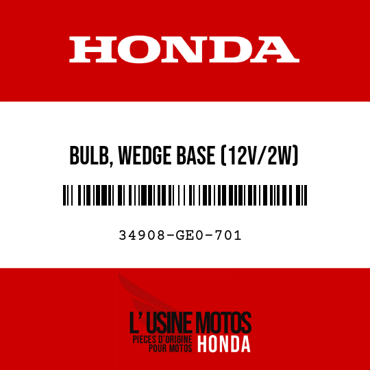 image de 34908-GE0-701 BULB, WEDGE BASE (12V/2W)