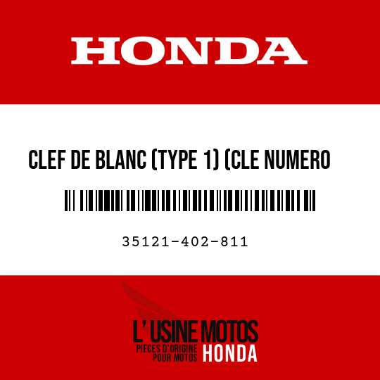 image de 35121-402-811 CLEF DE BLANC (TYPE 1) (CLE NUMERO AXX / BXX)