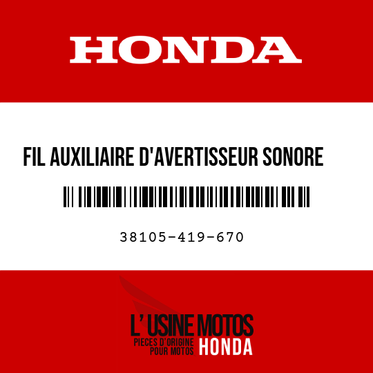 image de 38105-419-670 FIL AUXILIAIRE D'AVERTISSEUR SONORE
