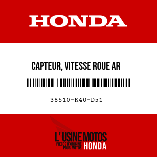 image de 38510-K40-D51 CAPTEUR, VITESSE ROUE AR