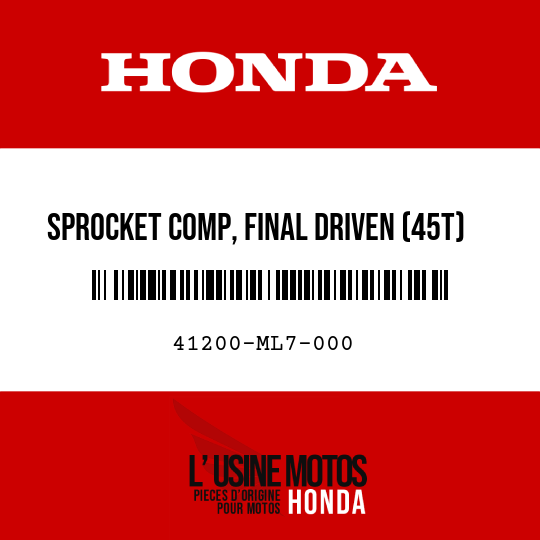 image de 41200-ML7-000 SPROCKET COMP, FINAL DRIVEN (45T)