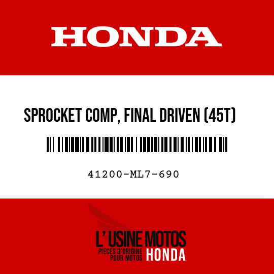 image de 41200-ML7-690 SPROCKET COMP, FINAL DRIVEN (45T)