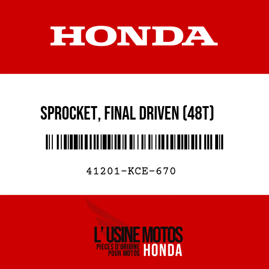 image de 41201-KCE-670 SPROCKET, FINAL DRIVEN (48T)