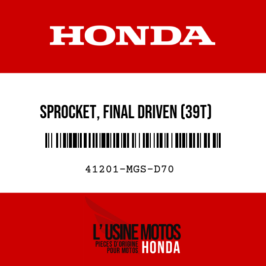 image de 41201-MGS-D70 SPROCKET, FINAL DRIVEN (39T)