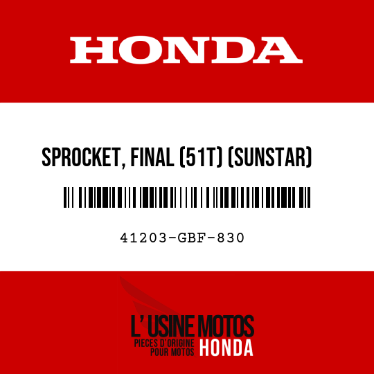 image de 41203-GBF-830 SPROCKET, FINAL (51T) (SUNSTAR)