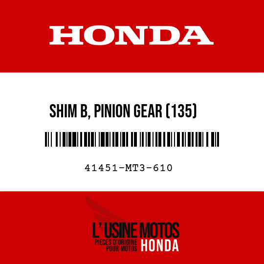 image de 41451-MT3-610 SHIM B, PINION GEAR (135)