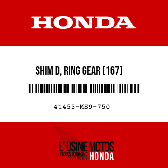 image de 41453-MS9-750 SHIM D, RING GEAR (167)