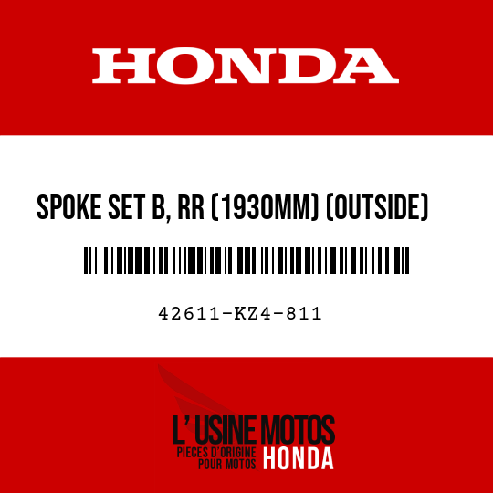 image de 42611-KZ4-811 SPOKE SET B, RR (1930MM) (OUTSIDE)