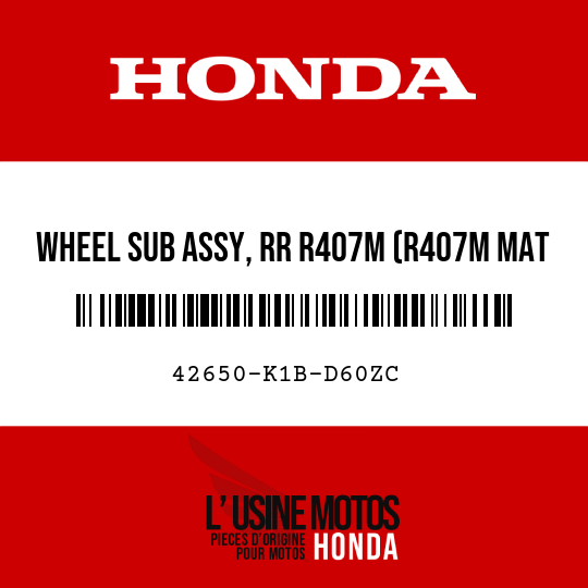 image de 42650-K1B-D60ZC WHEEL SUB ASSY, RR R407M (R407M MAT MATURED RED METALLIC)