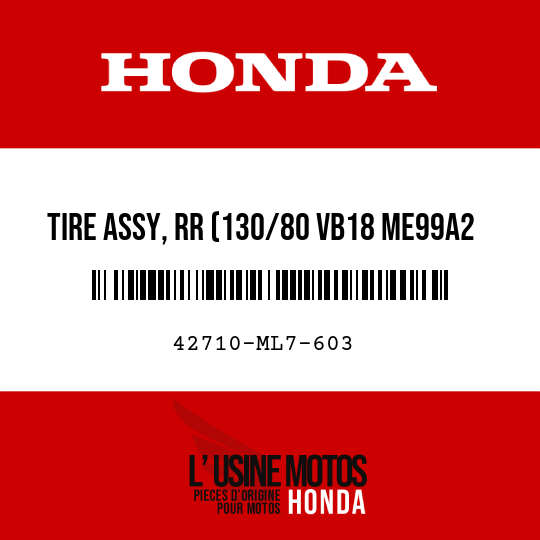 image de 42710-ML7-603 TIRE ASSY, RR (130/80 VB18 ME99A2 MEZELER)