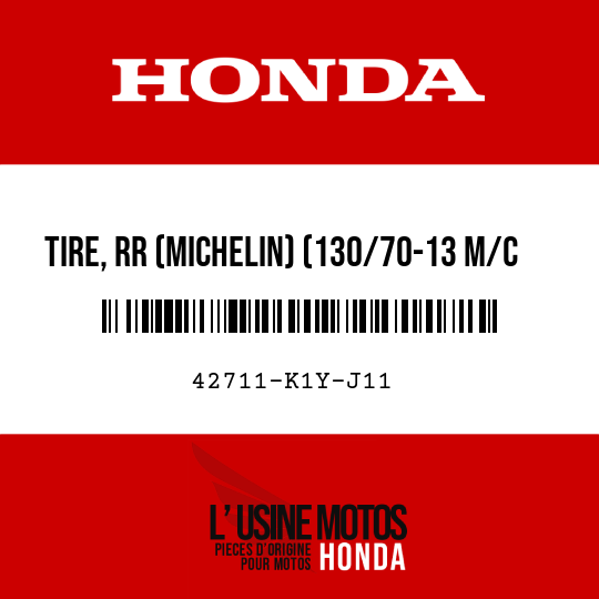 image de 42711-K1Y-J11 TIRE, RR (MICHELIN) (130/70-13 M/C 63P)