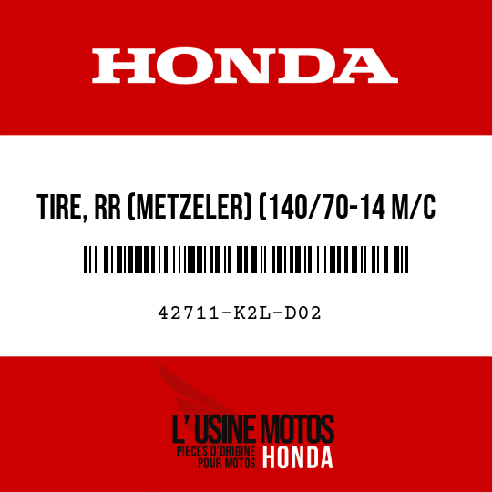 image de 42711-K2L-D02 TIRE, RR (METZELER) (140/70-14 M/C 62P)
