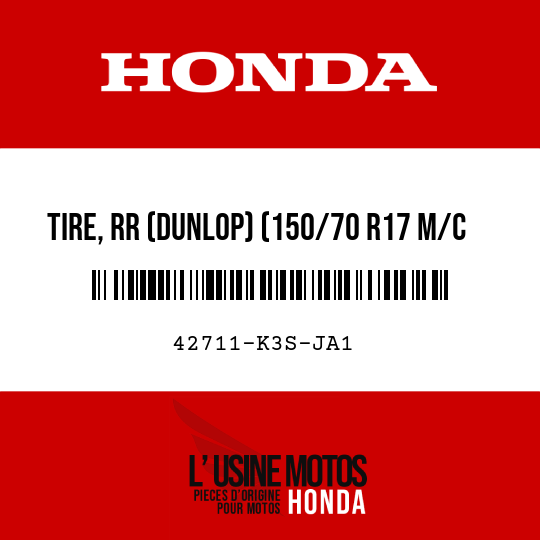 image de 42711-K3S-JA1 TIRE, RR (DUNLOP) (150/70 R17 M/C 69H)