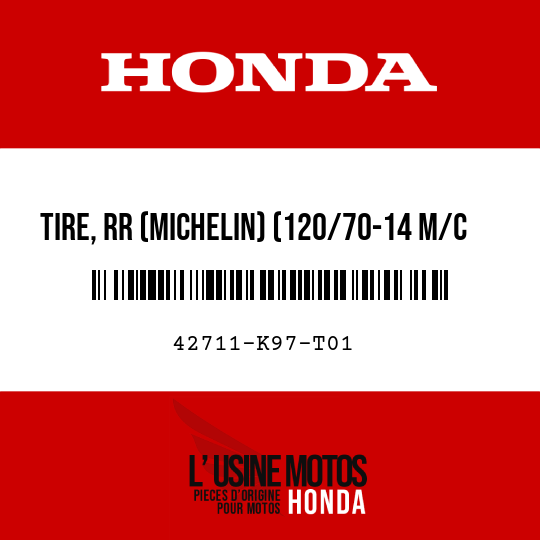 image de 42711-K97-T01 TIRE, RR (MICHELIN) (120/70-14 M/C 61P)