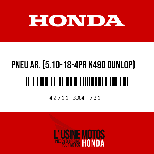 image de 42711-KA4-731 PNEU AR. (5.10-18-4PR K490 DUNLOP)