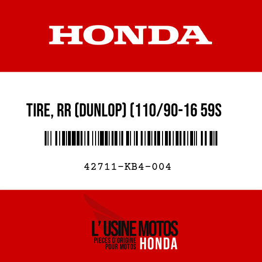 image de 42711-KB4-004 TIRE, RR (DUNLOP) (110/90-16 59S K127)