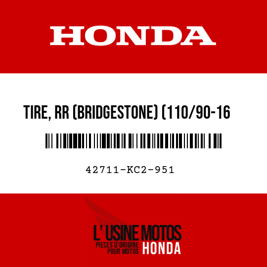 image de 42711-KC2-951 TIRE, RR (BRIDGESTONE) (110/90-16 59S G508A)