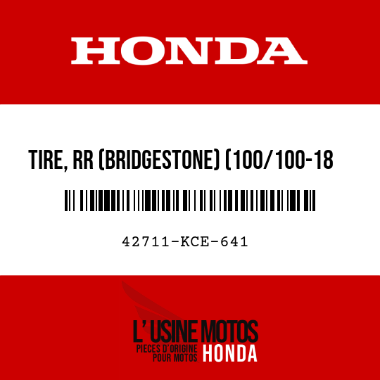 image de 42711-KCE-641 TIRE, RR (BRIDGESTONE) (100/100-18 59M M22)