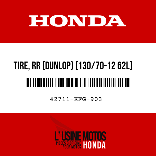 image de 42711-KFG-903 TIRE, RR (DUNLOP) (130/70-12 62L)