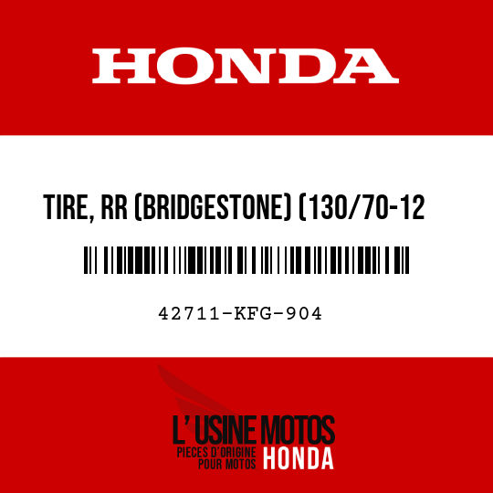 image de 42711-KFG-904 TIRE, RR (BRIDGESTONE) (130/70-12 62L HOOP B02)