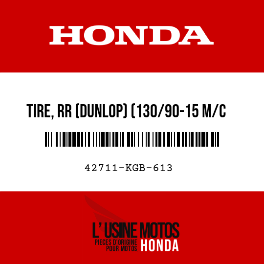 image de 42711-KGB-613 TIRE, RR (DUNLOP) (130/90-15 M/C 66P)