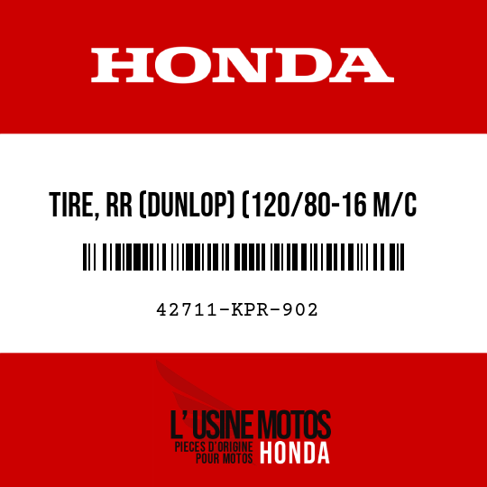 image de 42711-KPR-902 TIRE, RR (DUNLOP) (120/80-16 M/C 60P)