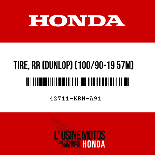 image de 42711-KRN-A91 TIRE, RR (DUNLOP) (100/90-19 57M)